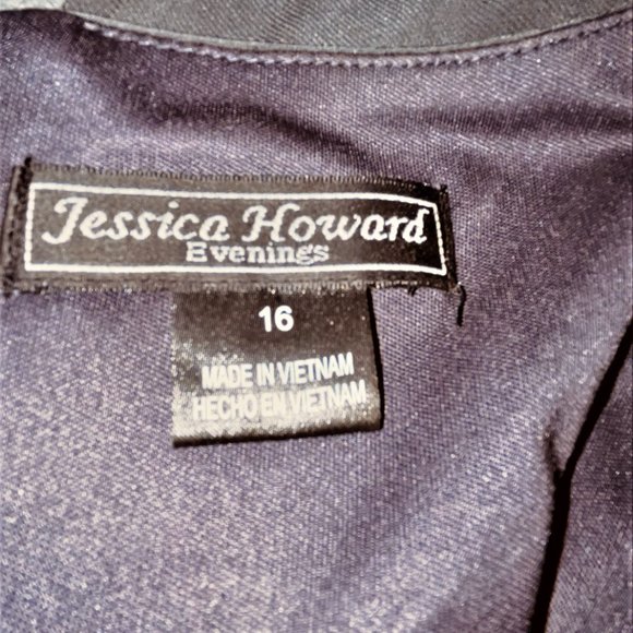 Jessica Howard Evenings Sleeveless Charcoal Dress with Embelishment Size 16 - Picture 5 of 13